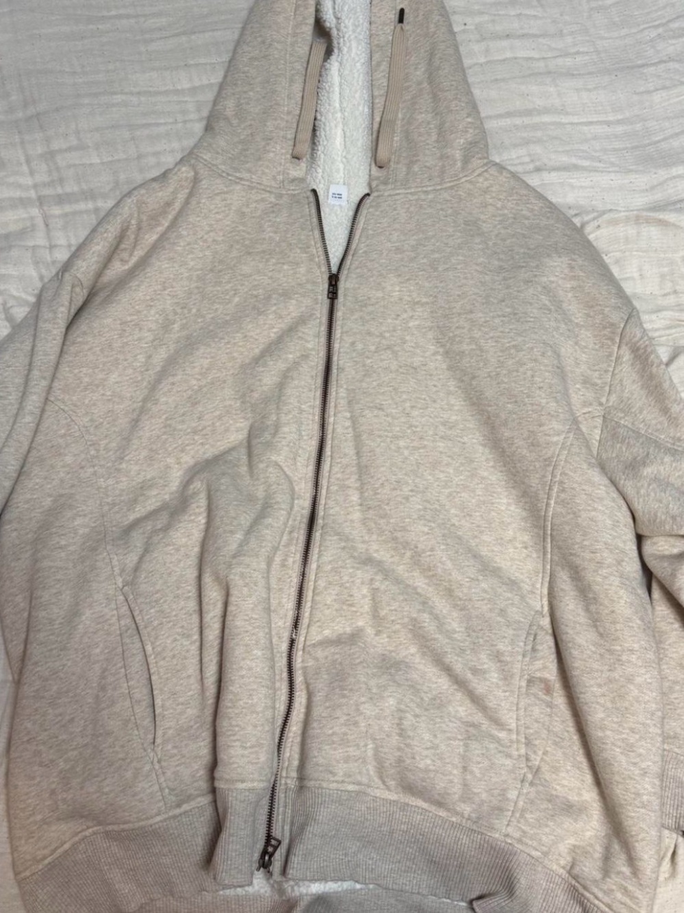 Old Navy Sherpa-Lined Zip Hoodie in Cream